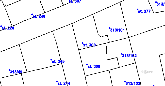 Parcela st. 308 v KÚ Černčice u Loun, Katastrální mapa