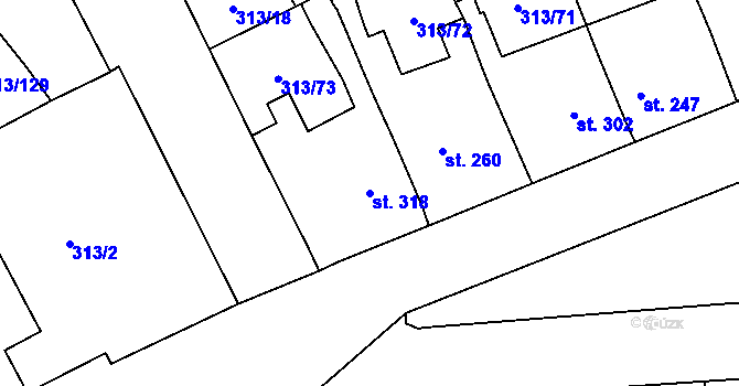 Parcela st. 318 v KÚ Černčice u Loun, Katastrální mapa