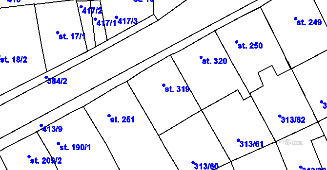 Parcela st. 319 v KÚ Černčice u Loun, Katastrální mapa