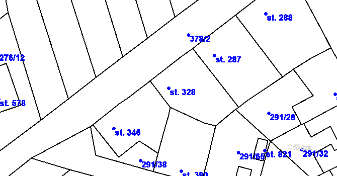 Parcela st. 328 v KÚ Černčice u Loun, Katastrální mapa