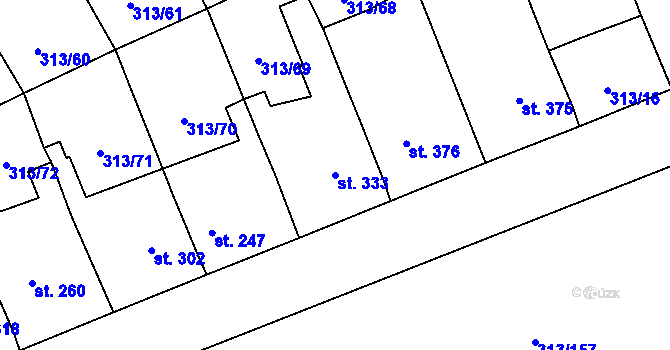Parcela st. 333 v KÚ Černčice u Loun, Katastrální mapa