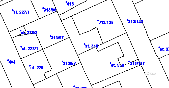 Parcela st. 348 v KÚ Černčice u Loun, Katastrální mapa