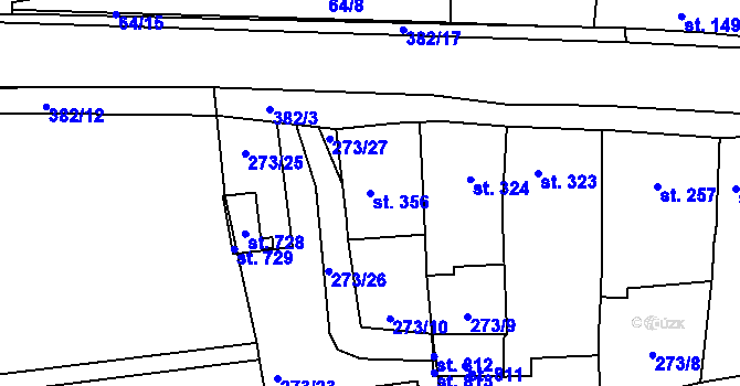 Parcela st. 356 v KÚ Černčice u Loun, Katastrální mapa