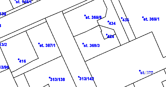 Parcela st. 369/3 v KÚ Černčice u Loun, Katastrální mapa