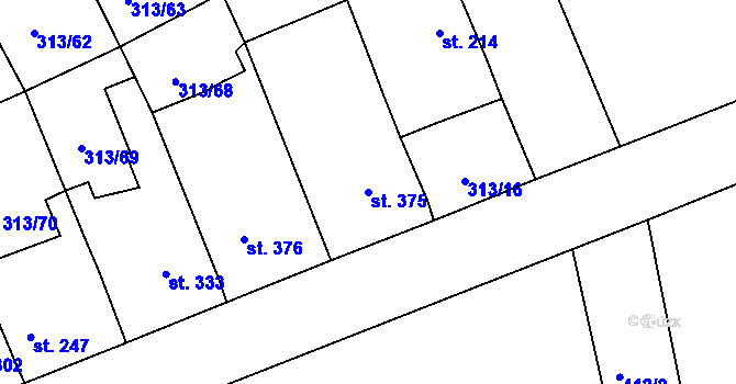 Parcela st. 375 v KÚ Černčice u Loun, Katastrální mapa