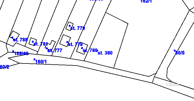 Parcela st. 380 v KÚ Černčice u Loun, Katastrální mapa