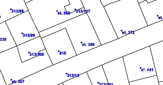 Parcela st. 389 v KÚ Černčice u Loun, Katastrální mapa