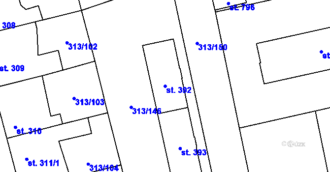 Parcela st. 392 v KÚ Černčice u Loun, Katastrální mapa