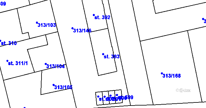 Parcela st. 393 v KÚ Černčice u Loun, Katastrální mapa