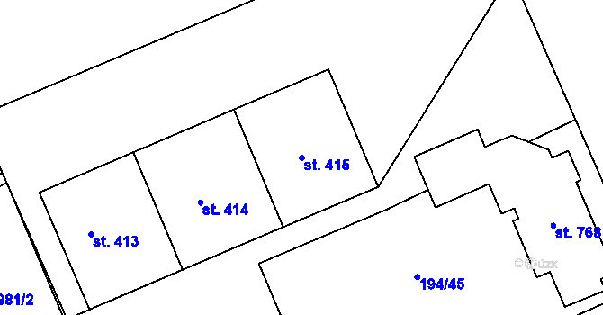 Parcela st. 415 v KÚ Černčice u Loun, Katastrální mapa