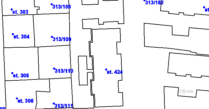 Parcela st. 424 v KÚ Černčice u Loun, Katastrální mapa