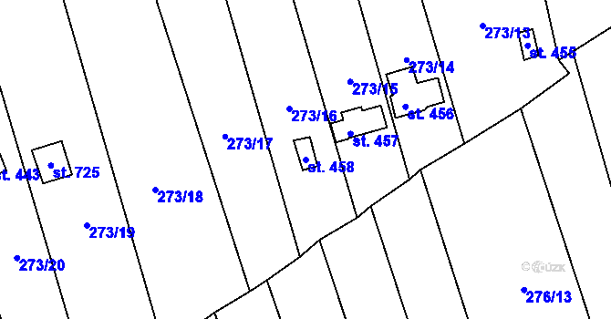 Parcela st. 458 v KÚ Černčice u Loun, Katastrální mapa