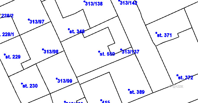 Parcela st. 550 v KÚ Černčice u Loun, Katastrální mapa