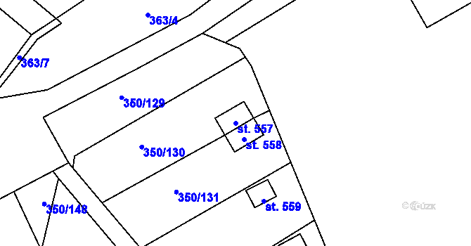 Parcela st. 557 v KÚ Černčice u Loun, Katastrální mapa