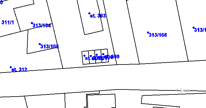 Parcela st. 599 v KÚ Černčice u Loun, Katastrální mapa