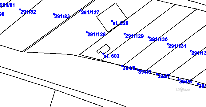 Parcela st. 603 v KÚ Černčice u Loun, Katastrální mapa