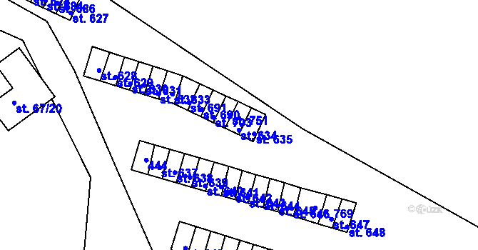 Parcela st. 634 v KÚ Černčice u Loun, Katastrální mapa