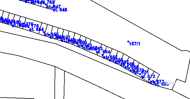 Parcela st. 664 v KÚ Černčice u Loun, Katastrální mapa