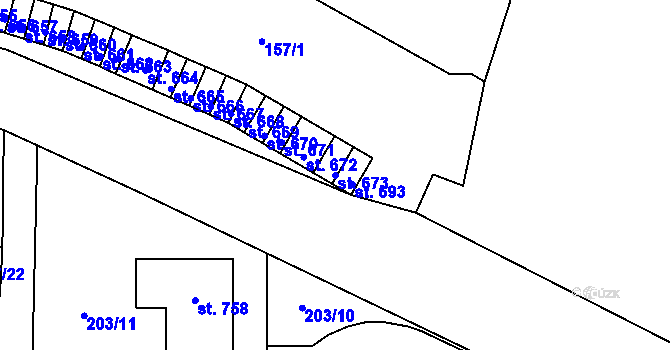 Parcela st. 673 v KÚ Černčice u Loun, Katastrální mapa
