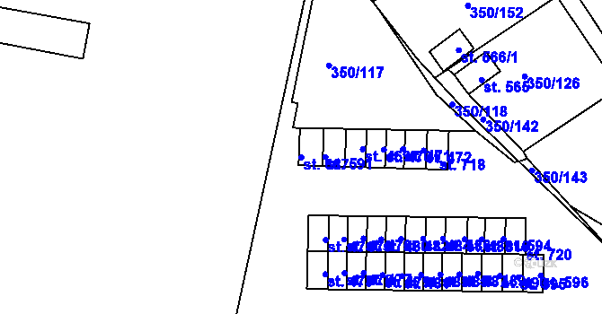 Parcela st. 687 v KÚ Černčice u Loun, Katastrální mapa