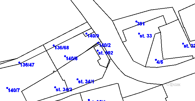 Parcela st. 692 v KÚ Černčice u Loun, Katastrální mapa