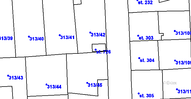Parcela st. 726 v KÚ Černčice u Loun, Katastrální mapa