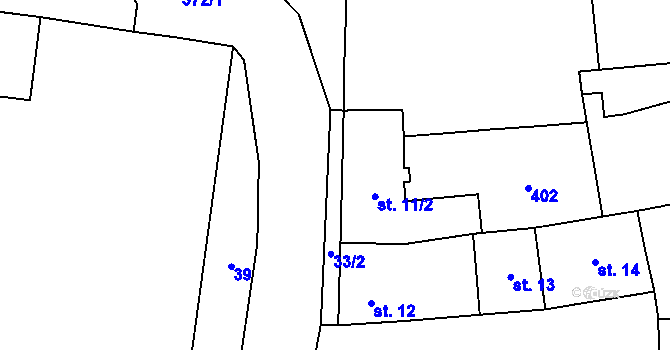 Parcela st. 33/3 v KÚ Černčice u Loun, Katastrální mapa