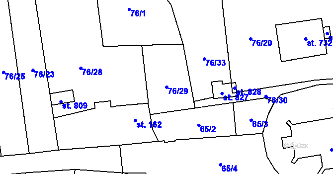 Parcela st. 76/29 v KÚ Černčice u Loun, Katastrální mapa