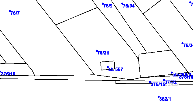 Parcela st. 76/31 v KÚ Černčice u Loun, Katastrální mapa