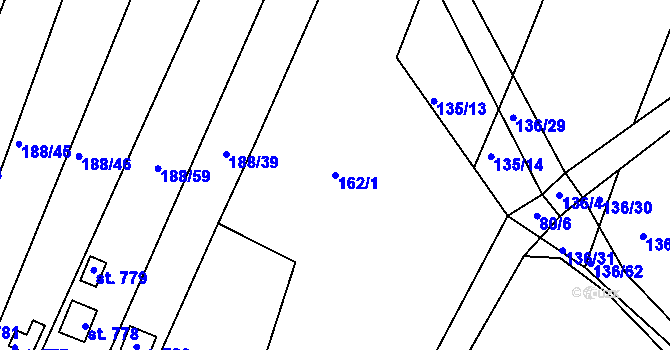 Parcela st. 162/1 v KÚ Černčice u Loun, Katastrální mapa