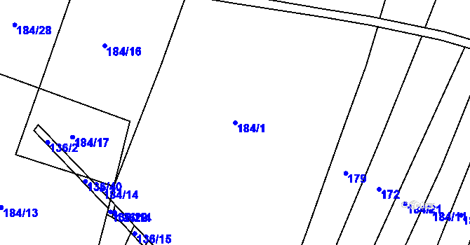 Parcela st. 184/1 v KÚ Černčice u Loun, Katastrální mapa