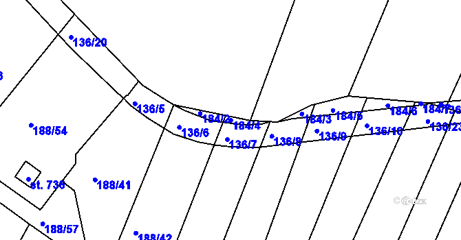 Parcela st. 184/4 v KÚ Černčice u Loun, Katastrální mapa