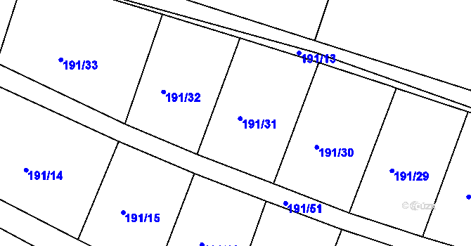Parcela st. 191/31 v KÚ Černčice u Loun, Katastrální mapa