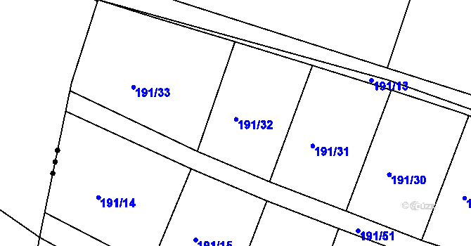 Parcela st. 191/32 v KÚ Černčice u Loun, Katastrální mapa
