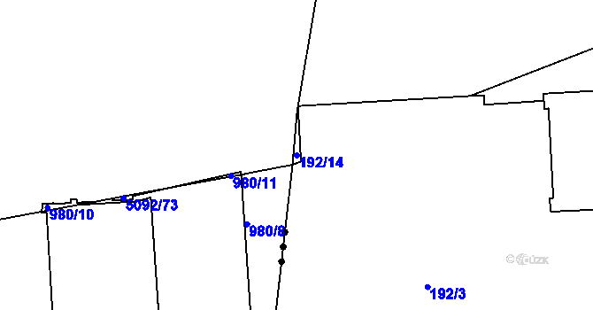 Parcela st. 192/14 v KÚ Černčice u Loun, Katastrální mapa
