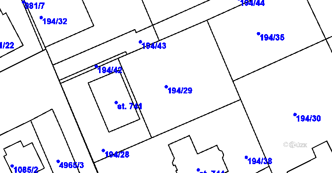 Parcela st. 194/29 v KÚ Černčice u Loun, Katastrální mapa