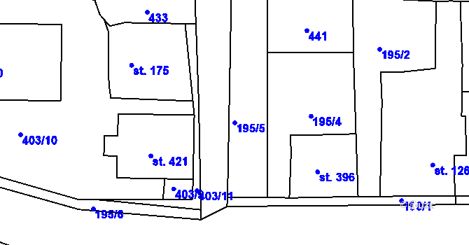 Parcela st. 195/5 v KÚ Černčice u Loun, Katastrální mapa