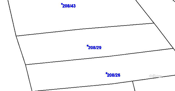 Parcela st. 208/29 v KÚ Černčice u Loun, Katastrální mapa