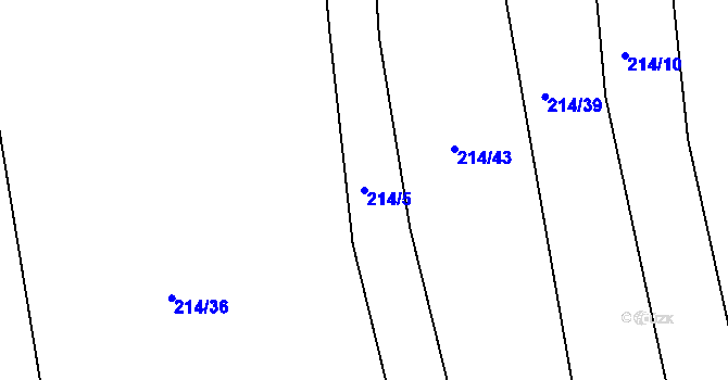 Parcela st. 214/5 v KÚ Černčice u Loun, Katastrální mapa