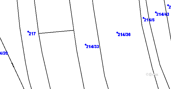 Parcela st. 214/33 v KÚ Černčice u Loun, Katastrální mapa
