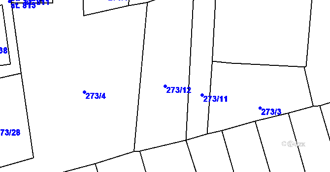 Parcela st. 273/12 v KÚ Černčice u Loun, Katastrální mapa
