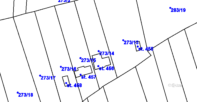 Parcela st. 273/14 v KÚ Černčice u Loun, Katastrální mapa