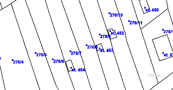 Parcela st. 276/8 v KÚ Černčice u Loun, Katastrální mapa