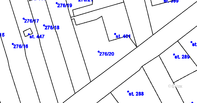 Parcela st. 276/20 v KÚ Černčice u Loun, Katastrální mapa