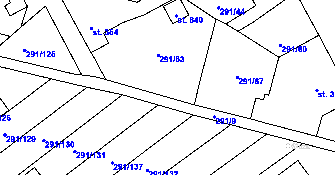 Parcela st. 291/49 v KÚ Černčice u Loun, Katastrální mapa