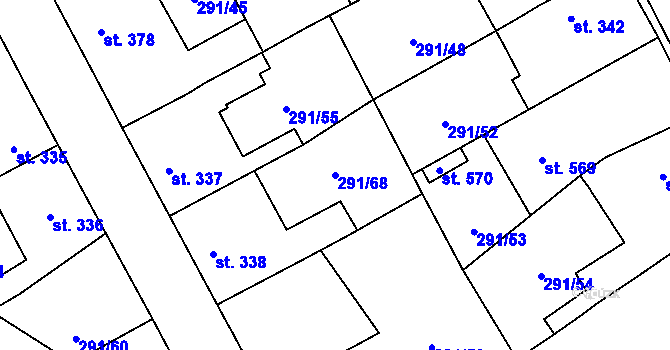 Parcela st. 291/68 v KÚ Černčice u Loun, Katastrální mapa