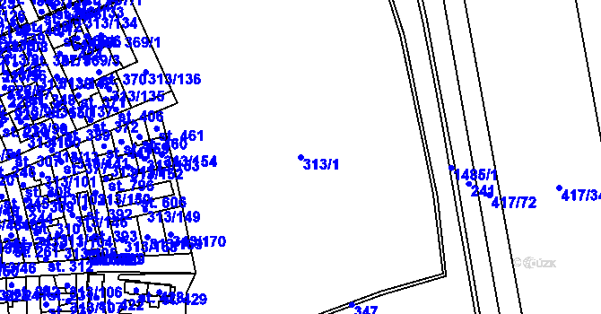 Parcela st. 313/1 v KÚ Černčice u Loun, Katastrální mapa