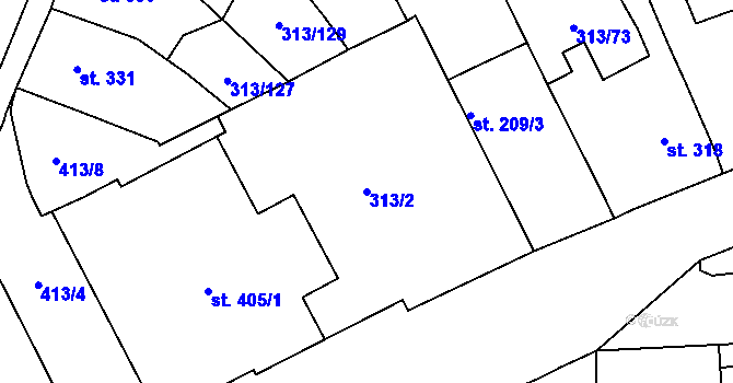 Parcela st. 313/2 v KÚ Černčice u Loun, Katastrální mapa