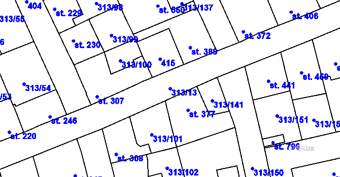 Parcela st. 313/13 v KÚ Černčice u Loun, Katastrální mapa