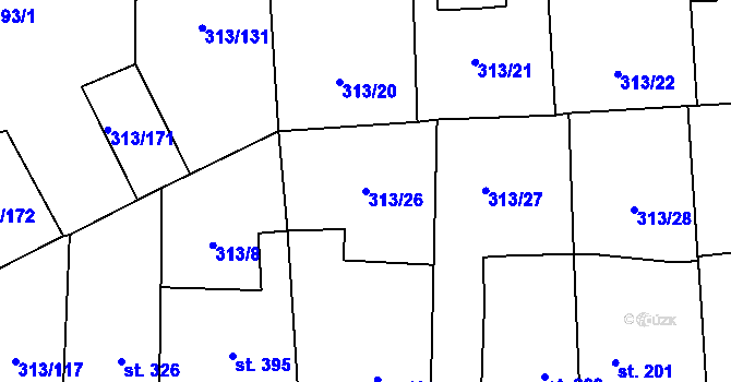 Parcela st. 313/26 v KÚ Černčice u Loun, Katastrální mapa